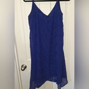 Want and Need Blue Spaghetti Strap Flowy Dress Large